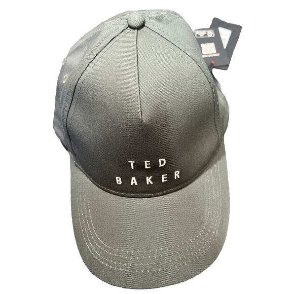 Ted Baker London Baseball Cap Khaki Green Cotton Hat Adult S/M Leather Strap NEW - Picture 1 of 8